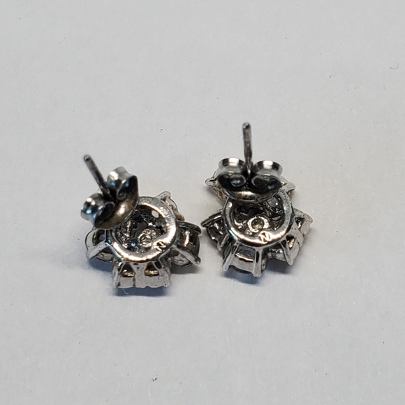Nadri Rhodium Plated Crystal Cluster Stud Earrings - Picture 3 of 6